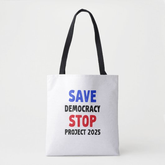 Save Democracy Stop Project 2025 Verkiezingsgesche Draagtas (Voorkant)