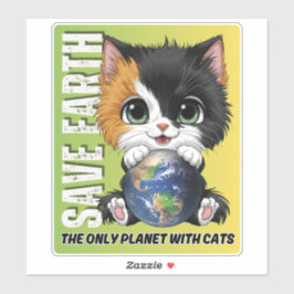 SAVE EARTH De enige planeet met katten - Sticker