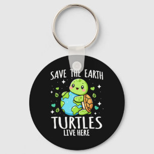Save Earth Schildpad Ontwerp - Funny Animal Earth Sleutelhanger