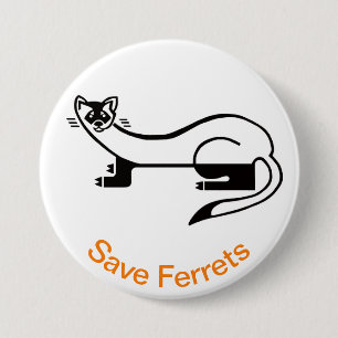 Save FERRETS - Bedreigde dieren grafiek - Ronde Button 7,6 Cm