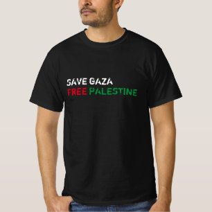 Save Gaza Gratis Palestina wit rood groen zwart T-shirt