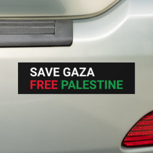 Save Gaza Gratis Palestina zwart wit rood groen Bumpersticker