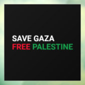 Save Gaza Gratis Palestina zwart wit rood groen Raamsticker (Vel 3)