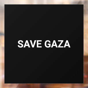 Save Gaza zwart wit aangepaste tekst minimalistisc Raamsticker