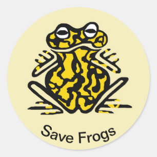 Save KIKKERS- Amphibian -Giftig zwart & geel Ronde Sticker