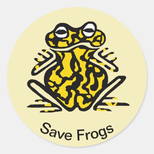 Save KIKKERS- Amphibian -Giftig zwart & geel Ronde Sticker (Voorkant)
