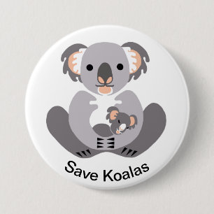 Save KOALAS- Bedreigde dieren grafiek Ronde Button 7,6 Cm