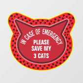 Save My Cat Safety Alert Custom First Responder Raamsticker (Vel)