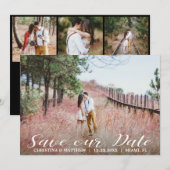 SAVE OUR DATE Wedding 4 FOTO'S Collage Zwart Save The Date (Voorkant / Achterkant)