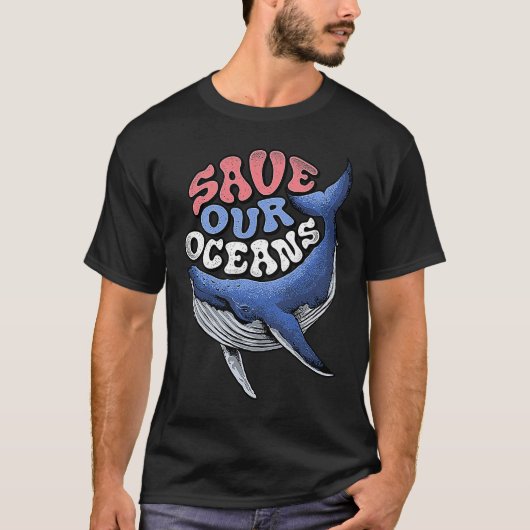 Save Our Oceans Conservation Save the Ocean Blue W T-shirt (Voorkant)