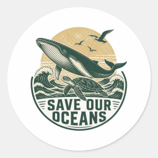 Save Our Oceans Milieu Ronde Sticker