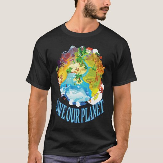 Save Our Planet Sea Animal Ocean Saying T-shirt (Voorkant)
