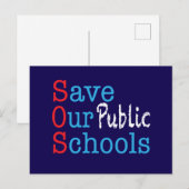 Save Our Public Schools SOS Postcard Briefkaart (Voorkant / Achterkant)