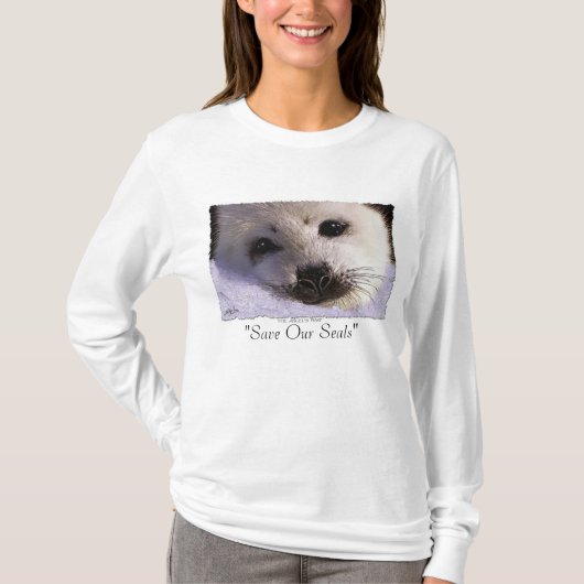 "SAVE OUR SEALS" Harp Seal Protection Shirt (Voorkant)