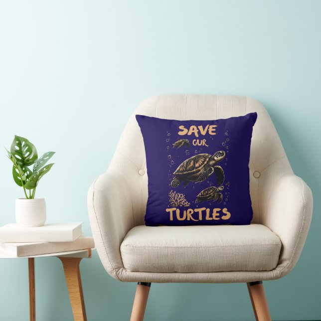 Save Our Turtles Coussin - Ocean Conservation Deco (Chaise)