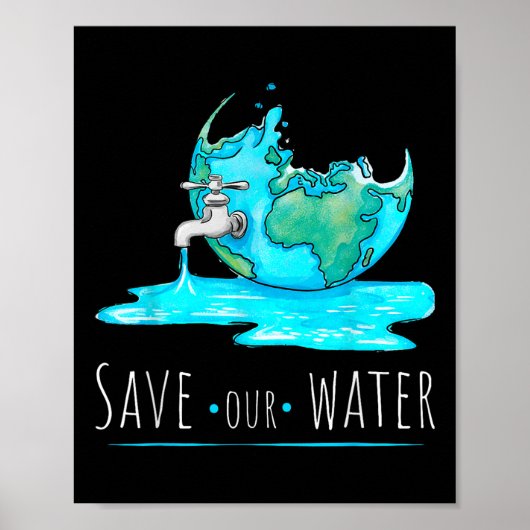 Save Our Waters Earth Day Schoon Waterbeheer Poster (Voorkant)