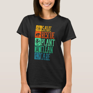 Save rescue Plant Clean Care Turtle Animal Recycle T-shirt