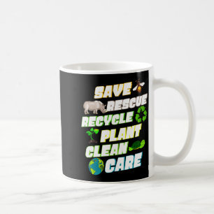 Save Rescue Recycle Plant Clean Care Earth Day Cla Koffiemok