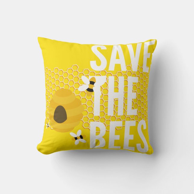 SAve The Bees HONEYCOMB Honey POT Kussen (Voorkant)
