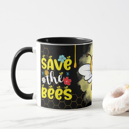 Save the Bees Inspirational Bee Honey Lover Gift  Mok (Met donut)