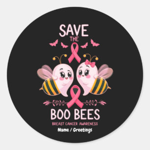 Save The Boo Bijen Borstkanker Vrouwen Halloween Ronde Sticker