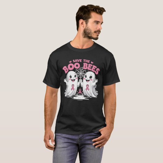 Save The Boobees Boo Bees Breast Cancer Halloween T-shirt (Voorkant volledig)