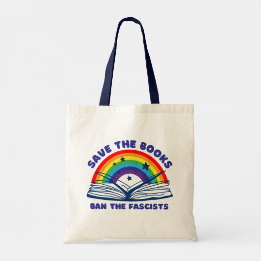 Save the Books - Verbied de fascisten tegen censuu Tote Bag (Achterkant)