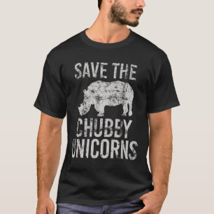 SAVE THE CHUBBY UNICORNS Rhino Mannen Vrouwen Vint T-shirt