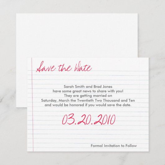 Save the Date (Voorkant / Achterkant)