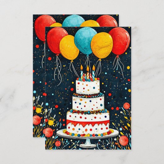 Save The Date С ballons d'anniversaire (Devant / Derrière)