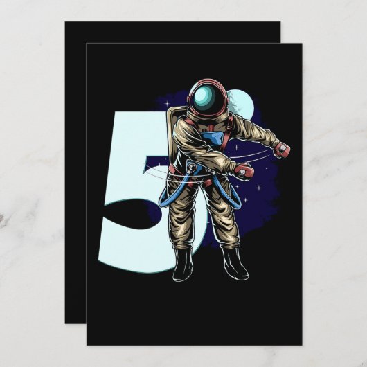 Save The Date 01.5e Anniversaire Garçon astronaute flottant cinq (Devant / Derrière)