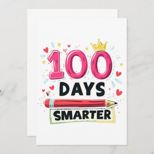 Save The Date 100 Jours plus intelligents d'enseignant scolaire (Devant / Derrière)