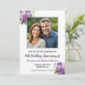 Save The Date 10e anniversaire du Mariage photo de Roses violets (Debout devant)