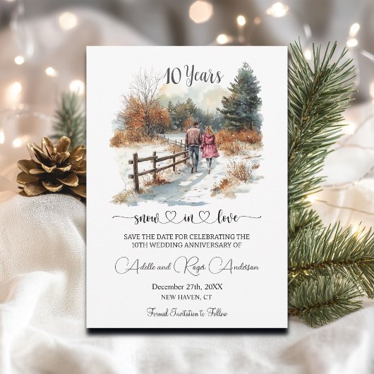 Save The Date 10th Wedding Anniversary Winter Landscape Romantic