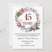 Save The Date 15e anniversaire du Mariage de cristal Floral (Devant)
