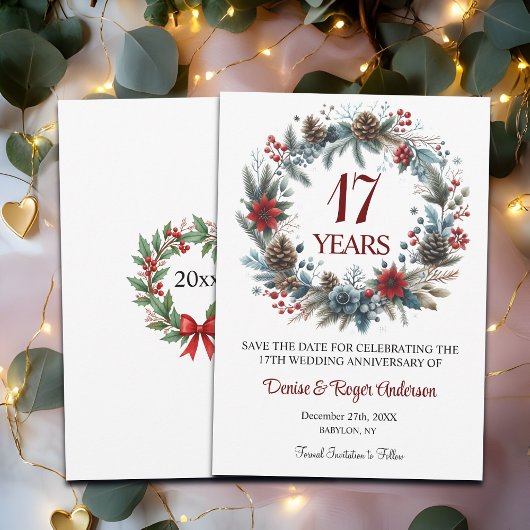 Save The Date 17e anniversaire du Mariage hiver