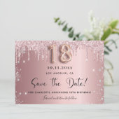 Save The Date 18e anniversaire blush rose argent enregistrer la  (Debout devant)