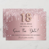 Save The Date 18e anniversaire blush rose argent enregistrer la  (Devant / Derrière)