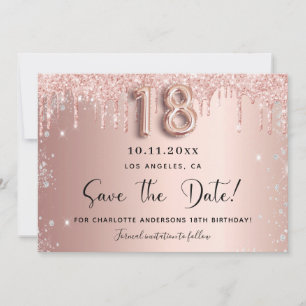 Save The Date 18e anniversaire rose or argent enregistrer la car