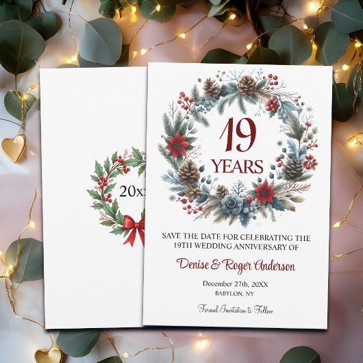 Save The Date 19e anniversaire du Mariage hiver