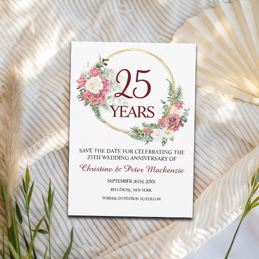 Save The Date 25e anniversaire du Mariage d'argent
