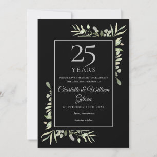 Save The Date 25e anniversaire Mariage d'argent verdure