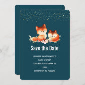 Save The Date 2 mignons petits renards rouges (Devant / Derrière)