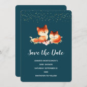 Save The Date 2 mignons petits renards rouges (Devant / Derrière)