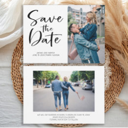 Save The Date 2 Photo Brush Script Wedding Enregistrer la date