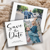 Save The Date 2 Photo Brush Script Wedding Enregistrer la date