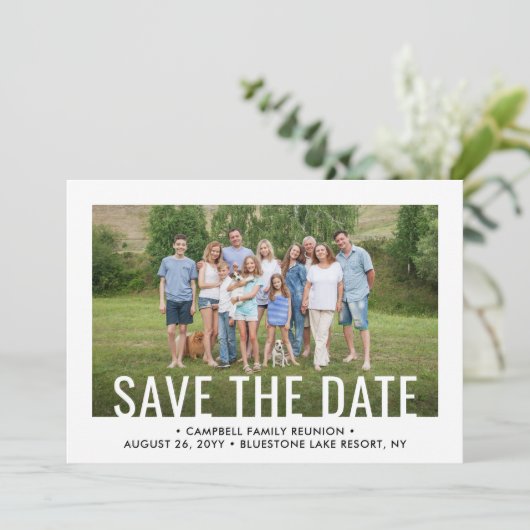 Save The Date 2 Photo Family Reunion Party Rassembler BBQ Pique- (Debout devant)