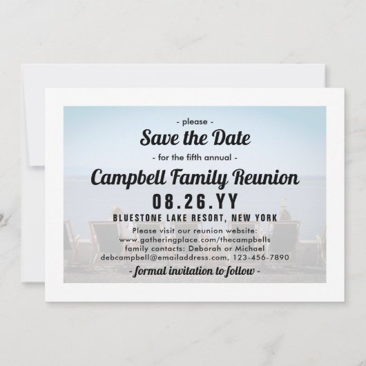 Save The Date 2 Photo Family Reunion Party Rassembler BBQ Pique- (Dos)