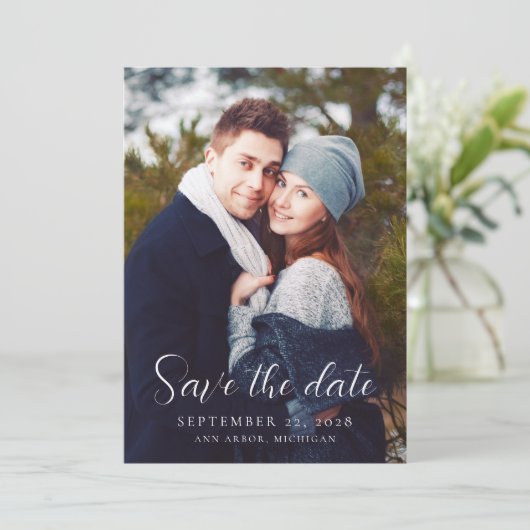 Save The Date 2-Photo Moderne de script superposition Mariage de (Debout devant)