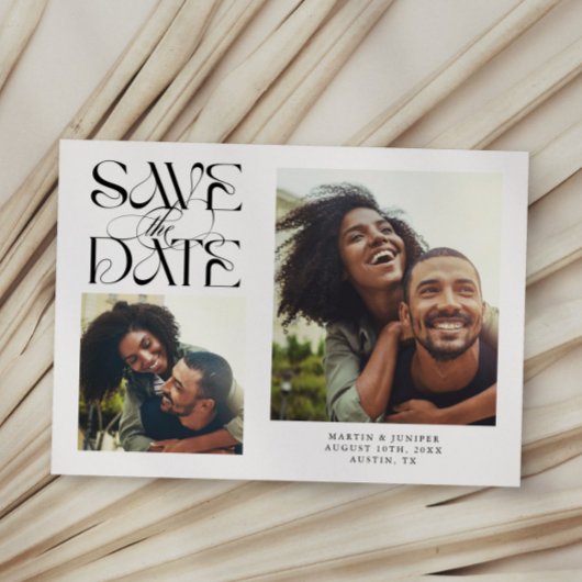 Save The Date 2 Photo Mystical Modern Typography White